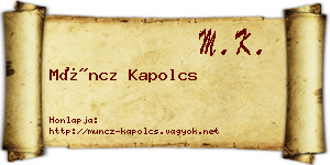 Müncz Kapolcs névjegykártya